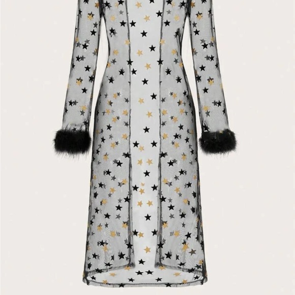 Rave Festival 5 piece 
Star Print Fuzzy Cuff Mesh Top
Size small - Picture 5 of 16